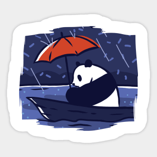 Panda Under Rain Sticker